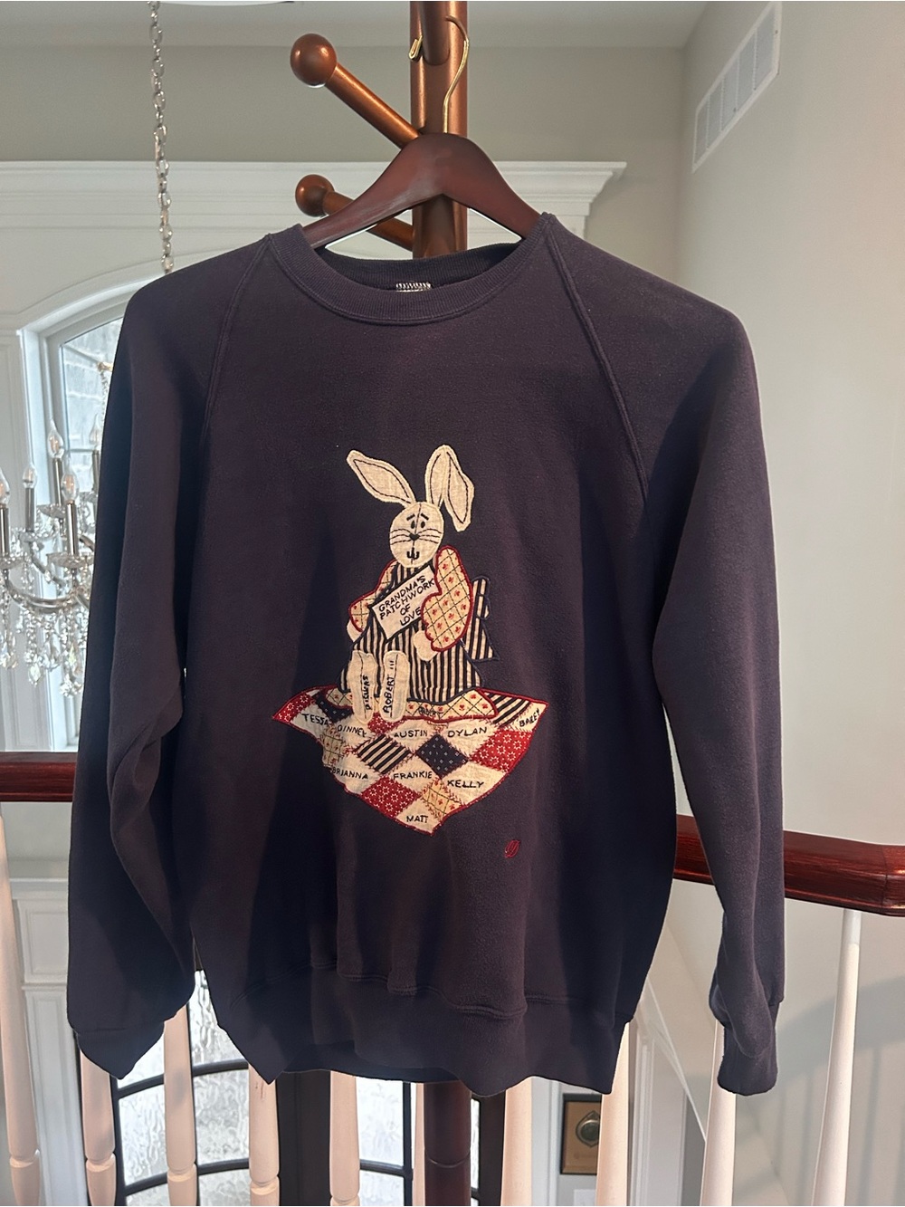 Jerzees Navy Crewneck Sweatshirt with Appliqué Bunny
